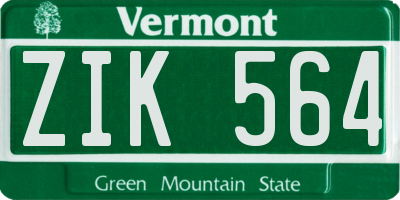VT license plate ZIK564