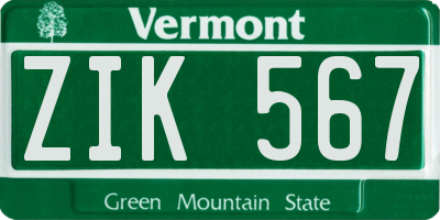 VT license plate ZIK567