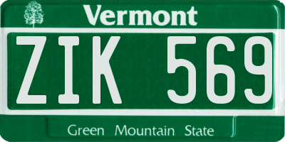 VT license plate ZIK569
