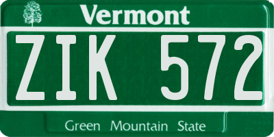 VT license plate ZIK572