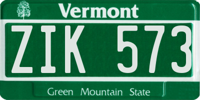 VT license plate ZIK573