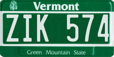 VT license plate ZIK574