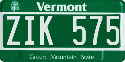 VT license plate ZIK575