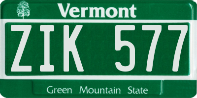 VT license plate ZIK577
