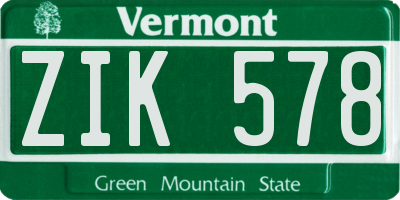 VT license plate ZIK578