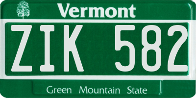 VT license plate ZIK582