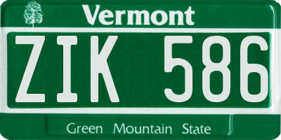VT license plate ZIK586