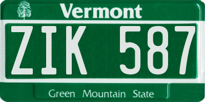 VT license plate ZIK587