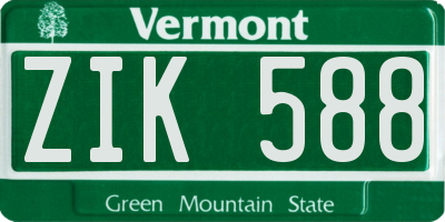 VT license plate ZIK588