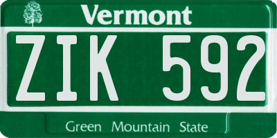 VT license plate ZIK592
