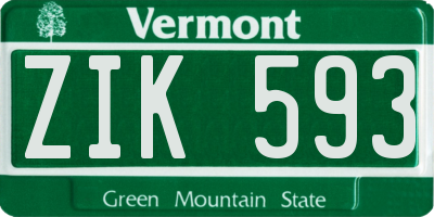 VT license plate ZIK593