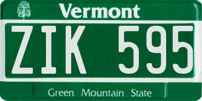 VT license plate ZIK595