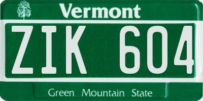 VT license plate ZIK604