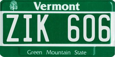VT license plate ZIK606