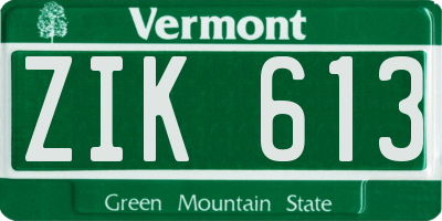 VT license plate ZIK613