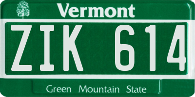 VT license plate ZIK614
