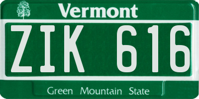 VT license plate ZIK616