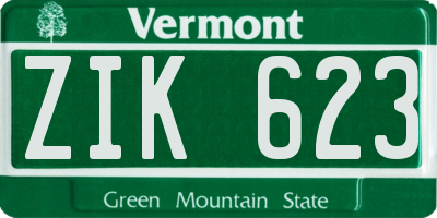 VT license plate ZIK623