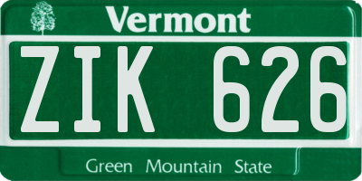 VT license plate ZIK626