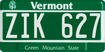 VT license plate ZIK627
