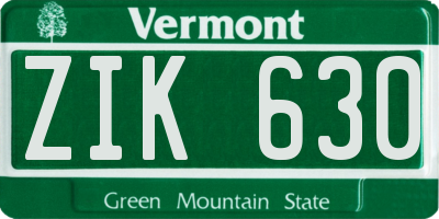 VT license plate ZIK630