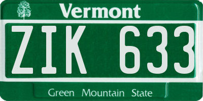 VT license plate ZIK633
