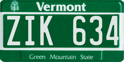 VT license plate ZIK634