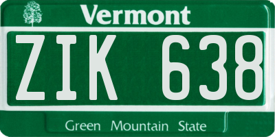 VT license plate ZIK638
