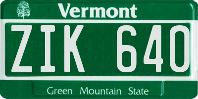 VT license plate ZIK640