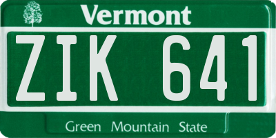 VT license plate ZIK641