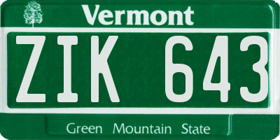 VT license plate ZIK643