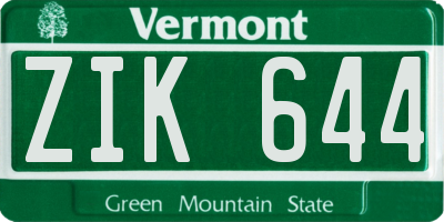 VT license plate ZIK644