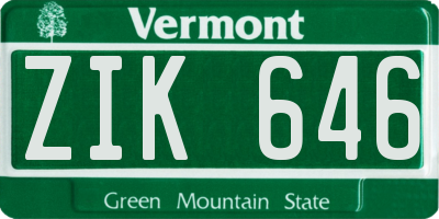 VT license plate ZIK646