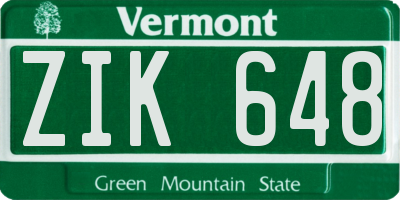 VT license plate ZIK648
