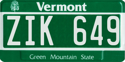 VT license plate ZIK649