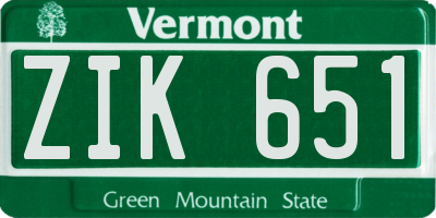 VT license plate ZIK651