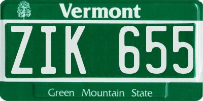 VT license plate ZIK655