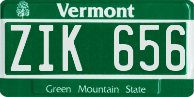 VT license plate ZIK656