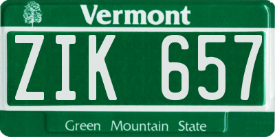 VT license plate ZIK657