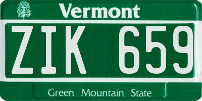 VT license plate ZIK659