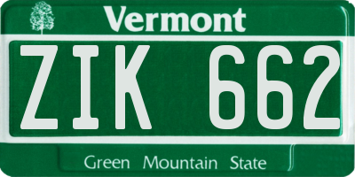 VT license plate ZIK662