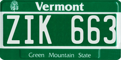 VT license plate ZIK663