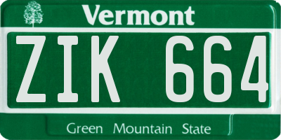VT license plate ZIK664