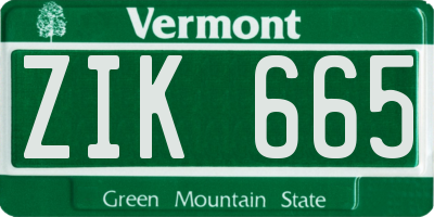 VT license plate ZIK665