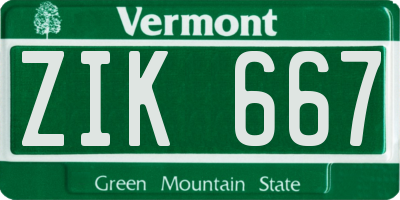 VT license plate ZIK667