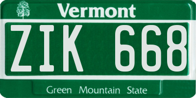 VT license plate ZIK668
