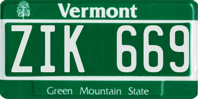 VT license plate ZIK669