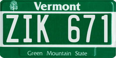 VT license plate ZIK671