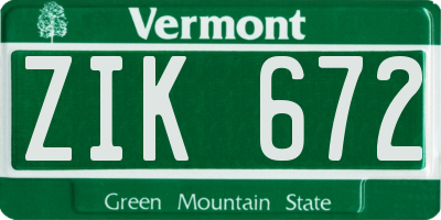 VT license plate ZIK672