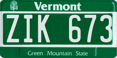 VT license plate ZIK673